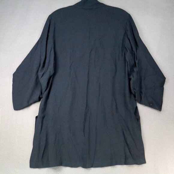 Elieen‎ Fisher Women's Open Front Cardigan 100% Silk Charcoal Gray Size S/P - Picture 2 of 9